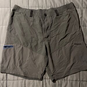 Patagonia Men's Gray Athletic Shorts with Blue Detail
